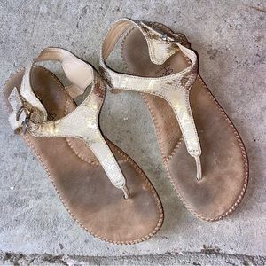 Volatile Girl’s 4 Gold Snakeskin Thong Sandals